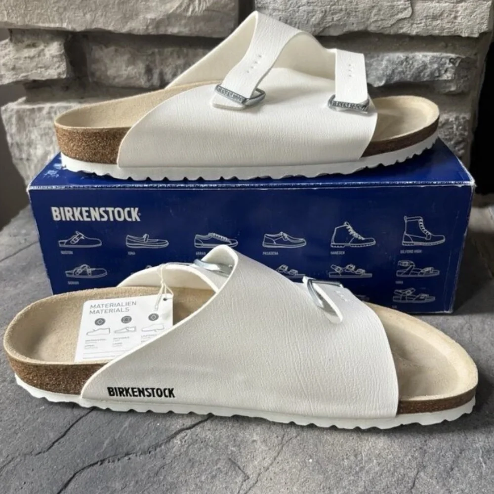 NEW Birkenstock Zurich Sandals White Leather Size 43N